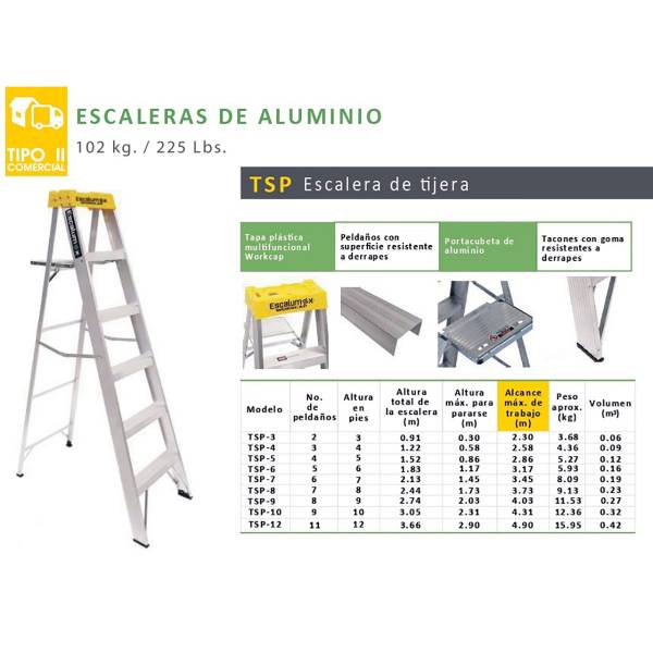 Escalera de Extensión de Aluminio de 24 Escalones Tipo II Uso